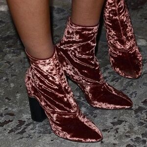 3.1 PHILLIP LIM VELVET- Vero Cuoio Brown Suede Boots With Black Heel